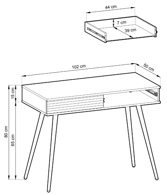 POLO Toaletka 102 na wysokich nóżkach z ryflowanym frontem do przedpokoju lub sypialni - zdjęcie produktu